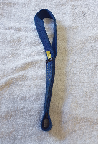 A Class 1 tether—a typical rated tether strap for Class 1 harnesses.