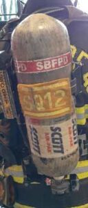 SCBA with company and fire department identifiers