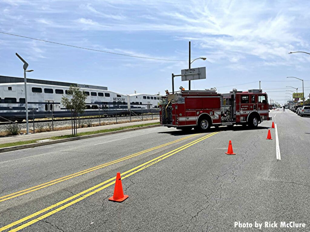 LAFD fire apparatus at railway incident