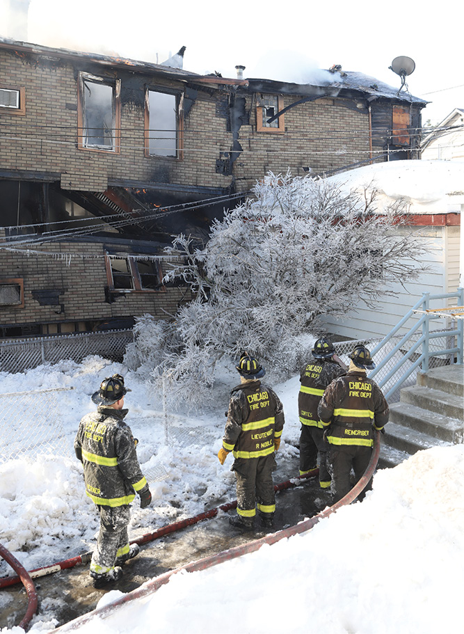 This shows the instability of not only the roof but of the structure overall. You can see fire still burning inside of the home.