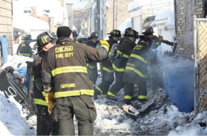 Chicago firefighters at fire scene