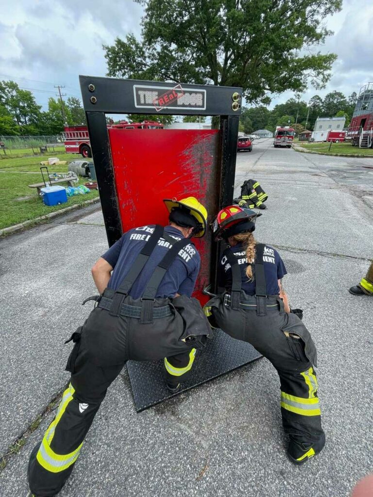 Forcible entry training at Chesapeake Fire Department firefighter training conference