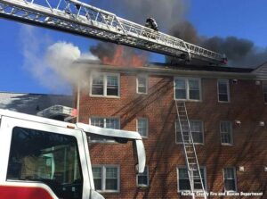 Fairfax County firefighters respond to a 2018 apartment fire