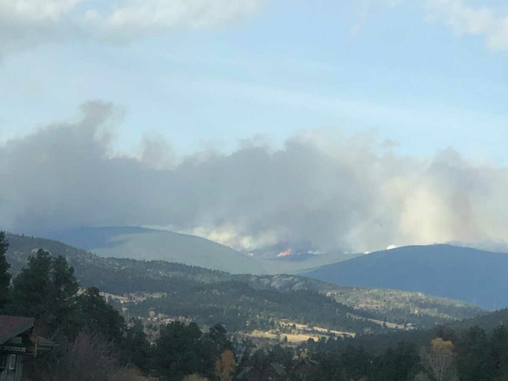 Cameron Peak Fire as seen from Estes Park, Colorado.