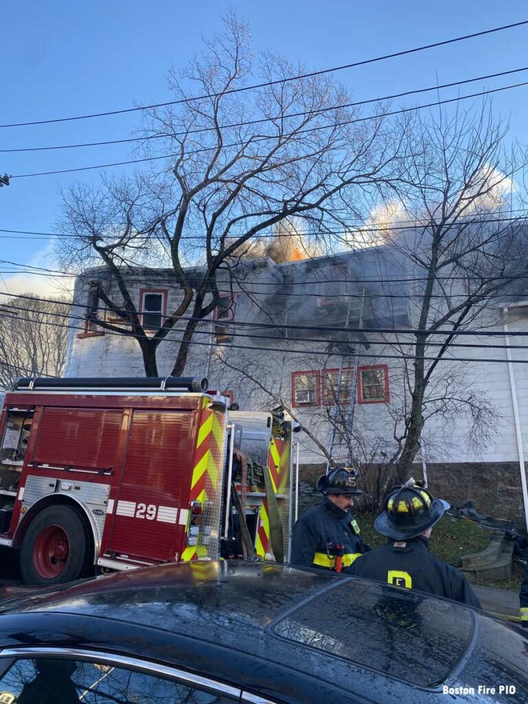 Flames and smoke from commercial fire in Boston