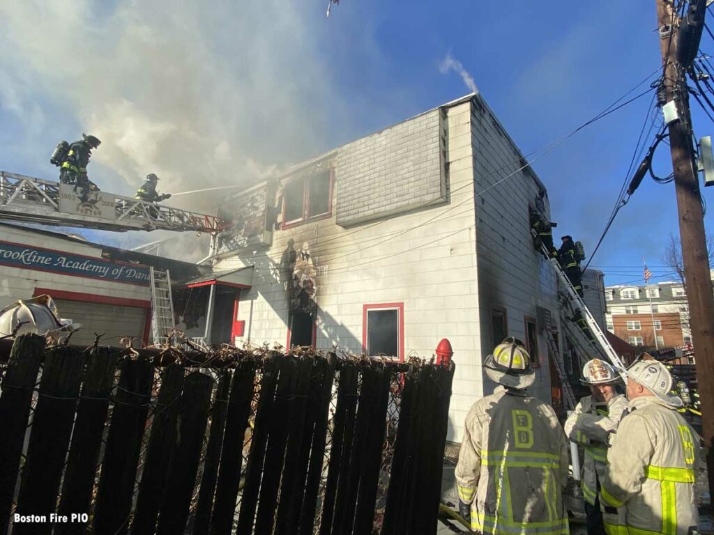 Boston firefighters at major commercial fire