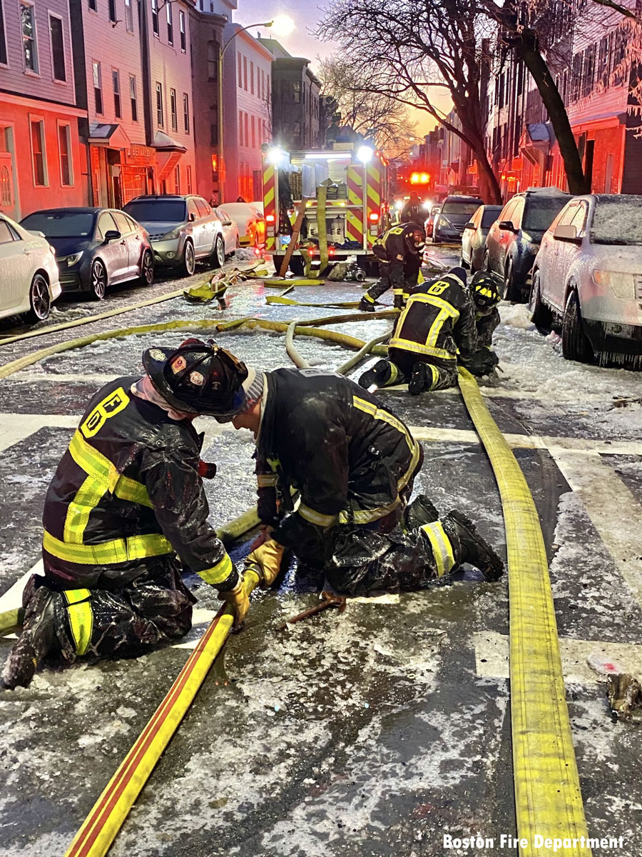 Boston firefighters take up after major fire