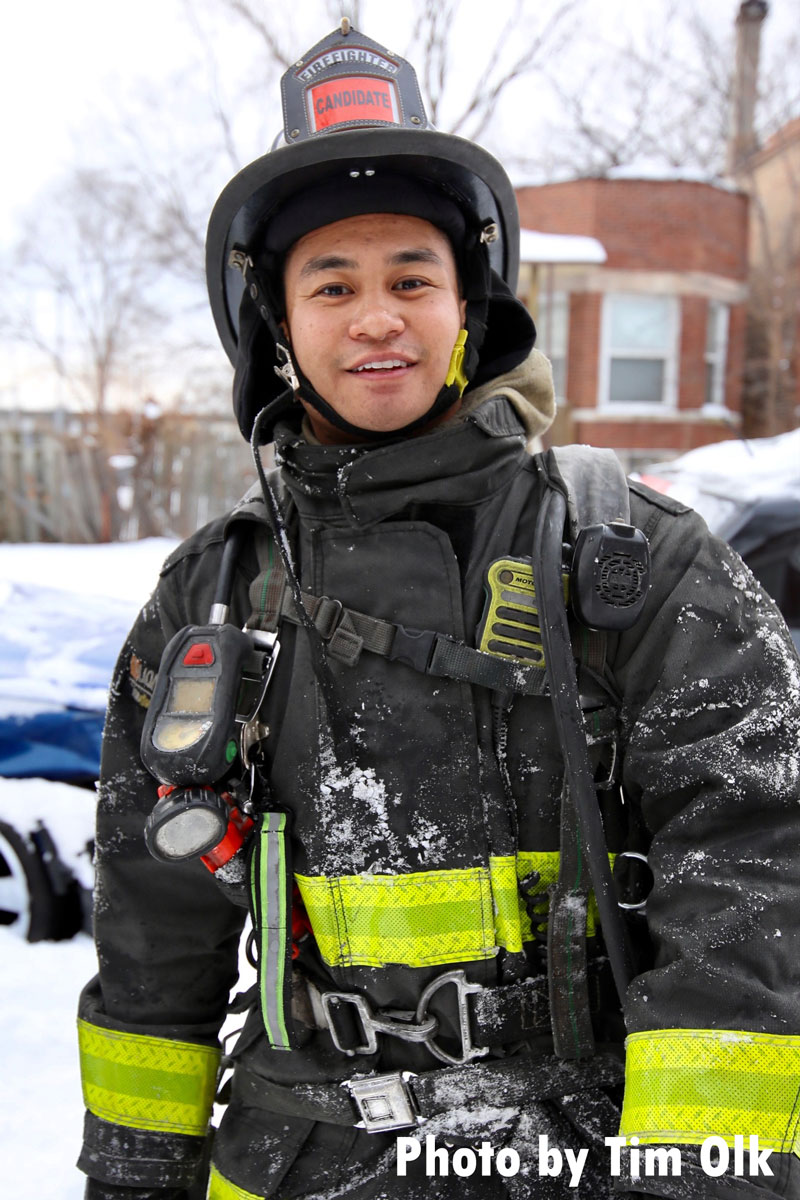 Chicago firefighter at structure fire