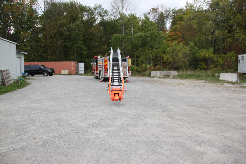 Aerial ladder lowered