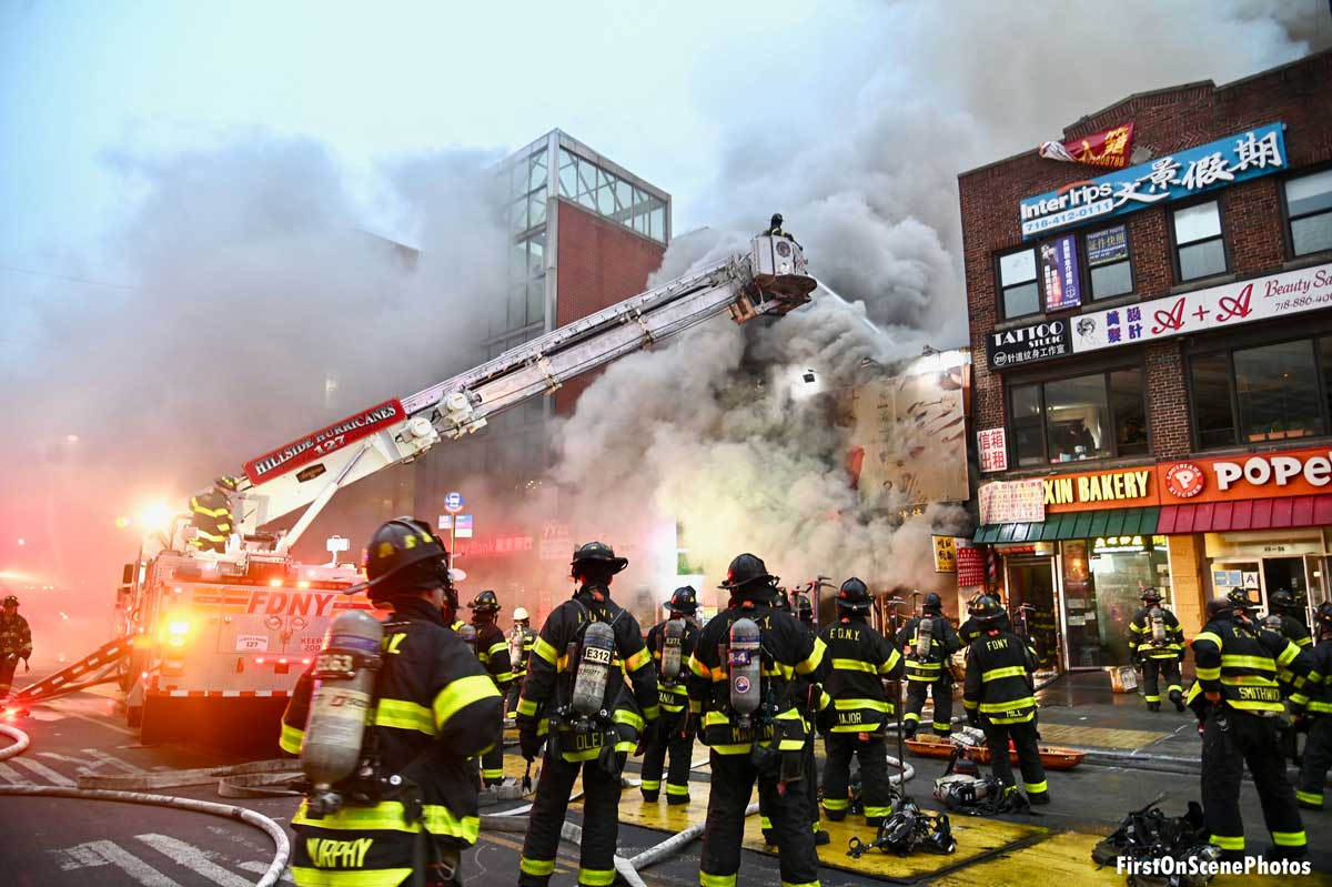 Fdny Firefighters Battle Five Alarm Queens Fire Fire Engineering