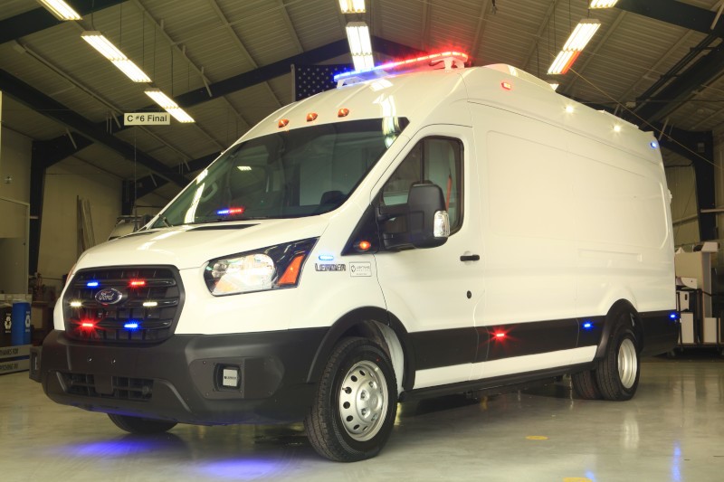 A photo of the electric ambulance, before it is painted.