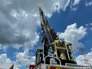 Cy Fair firefighters and aerial ladder