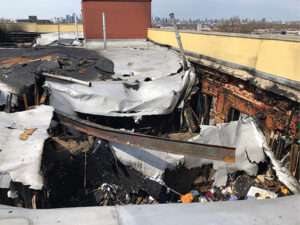 debris at fire scene