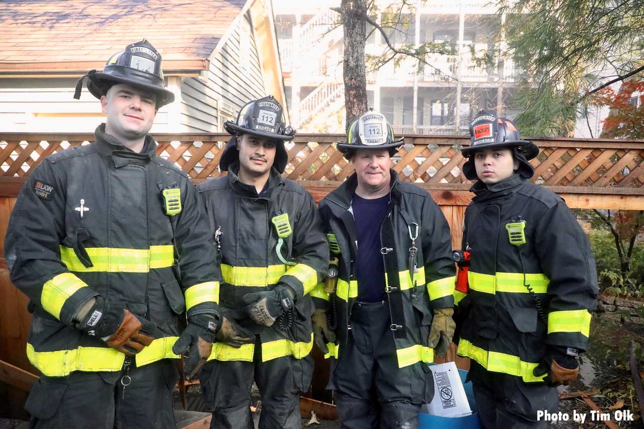 Chicago firefighters at fire scene