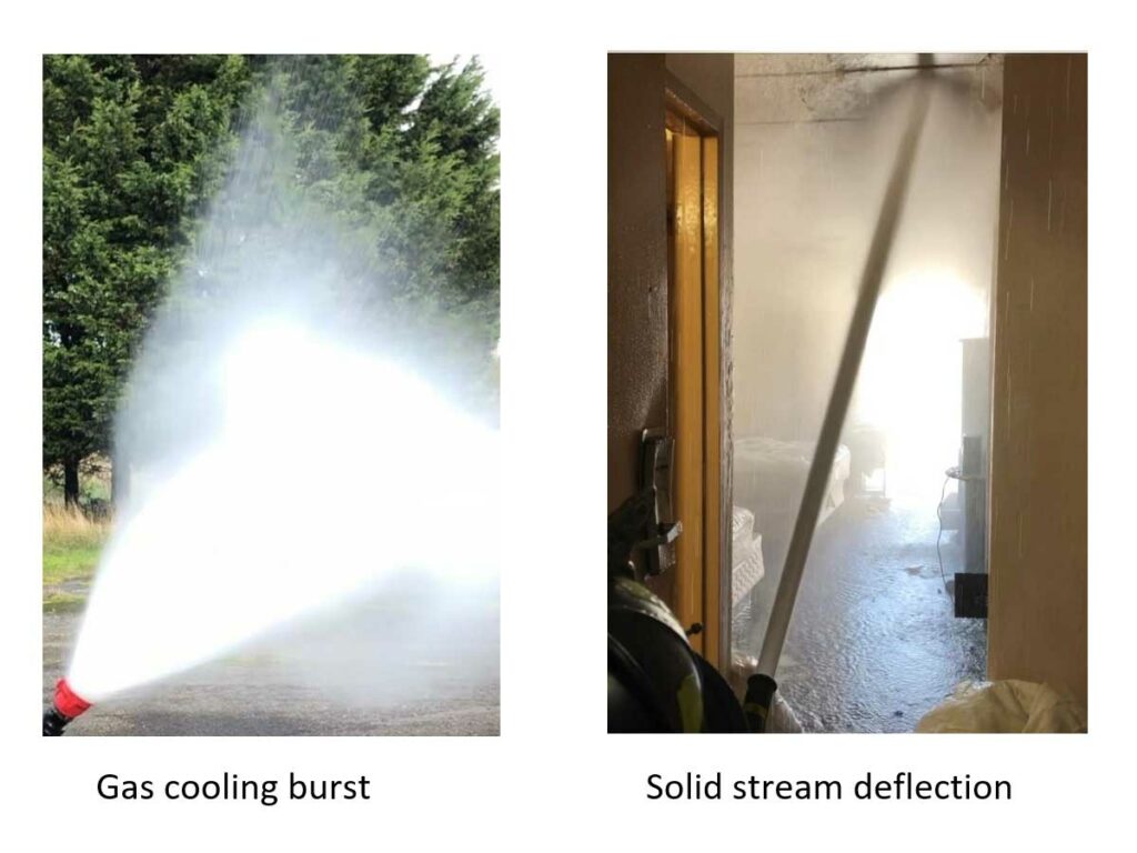 gas cooling burst and solid stream deflection