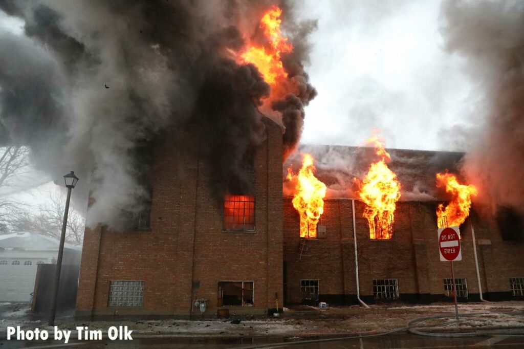 Smoke and fire at Maywood church fire