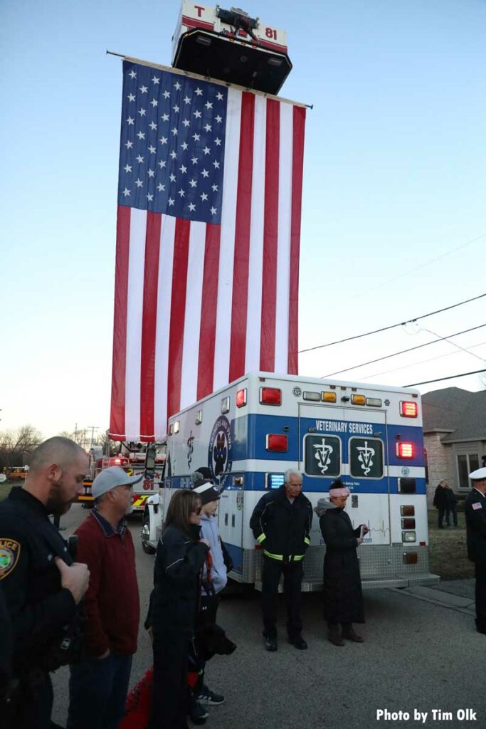 Veterinary ambulance and American flag