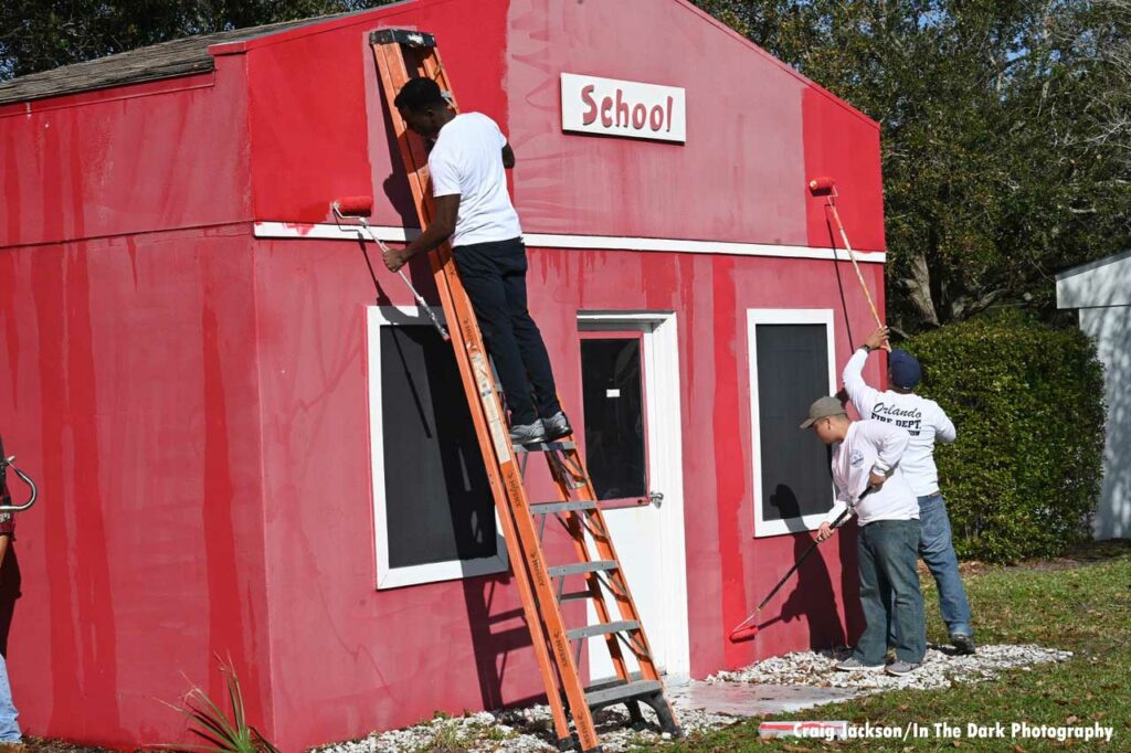 Orlando FL fire department volunteers work at Children’s Safety Village