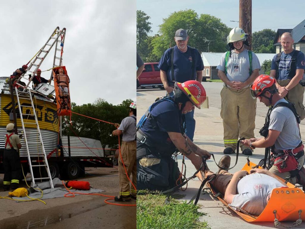 Grain bin rescue training