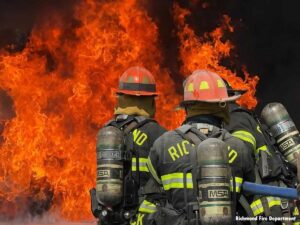 Richmond Virginia firefighters and flames