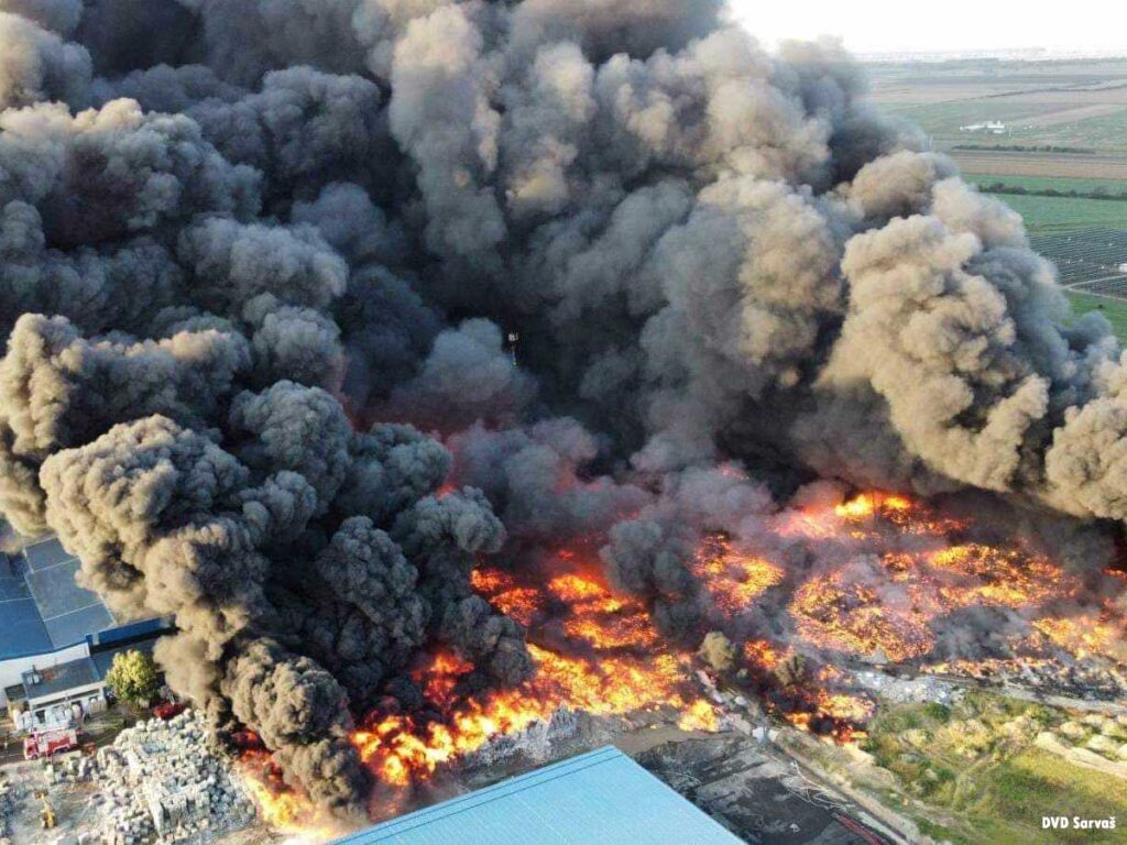 Plastics fire Drava International Croatia