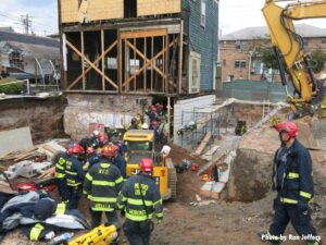 USAR workers on scene at East Rutherford building collapse