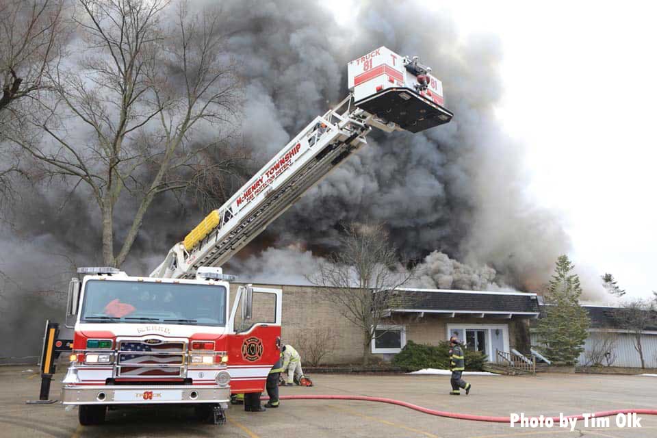 McHenry Township IL firefighters live burn training fire