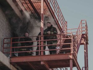 Firefighters at training tower