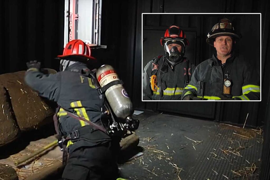 Firefighter searches a room VES