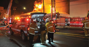 Incident command at structure fire