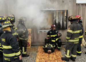 firefighters training on search