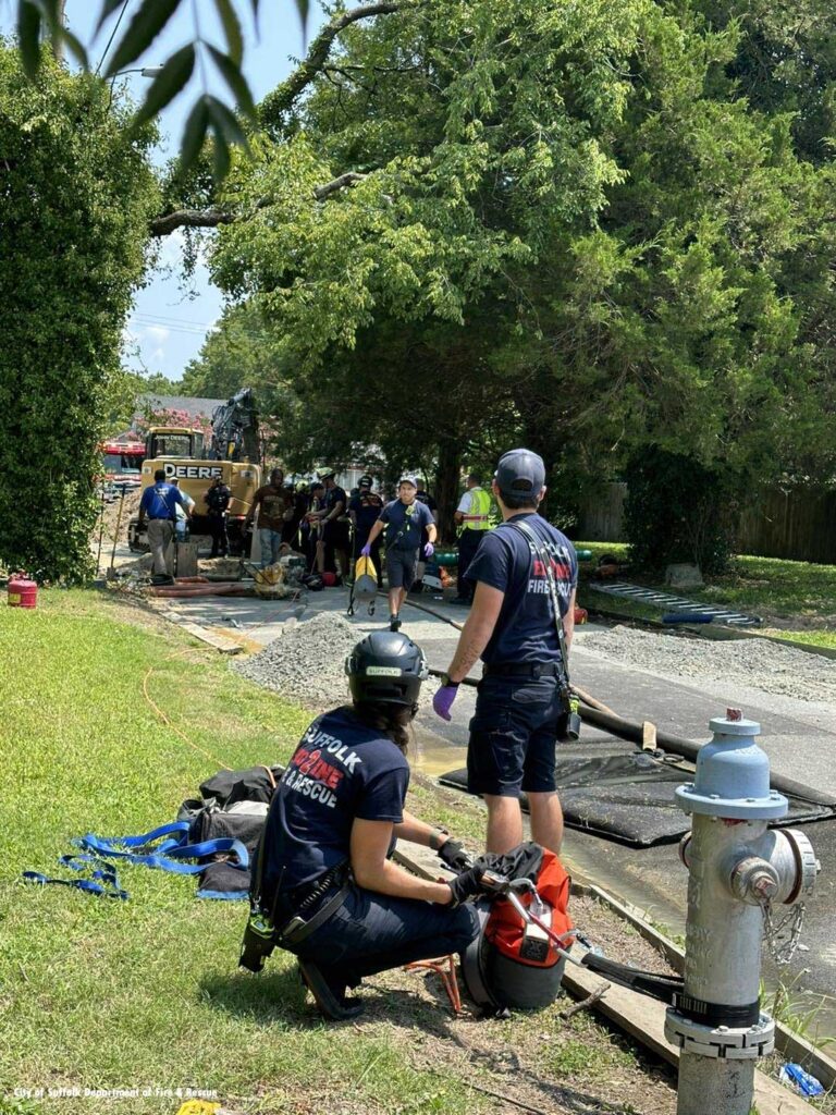 Suffolk firefighter paramedics at scene of trench rescue