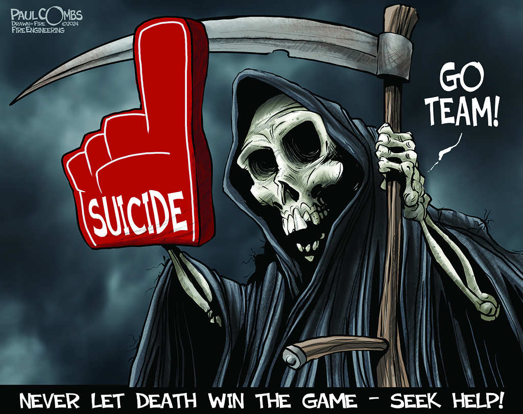 Grim reaper with suicide finger