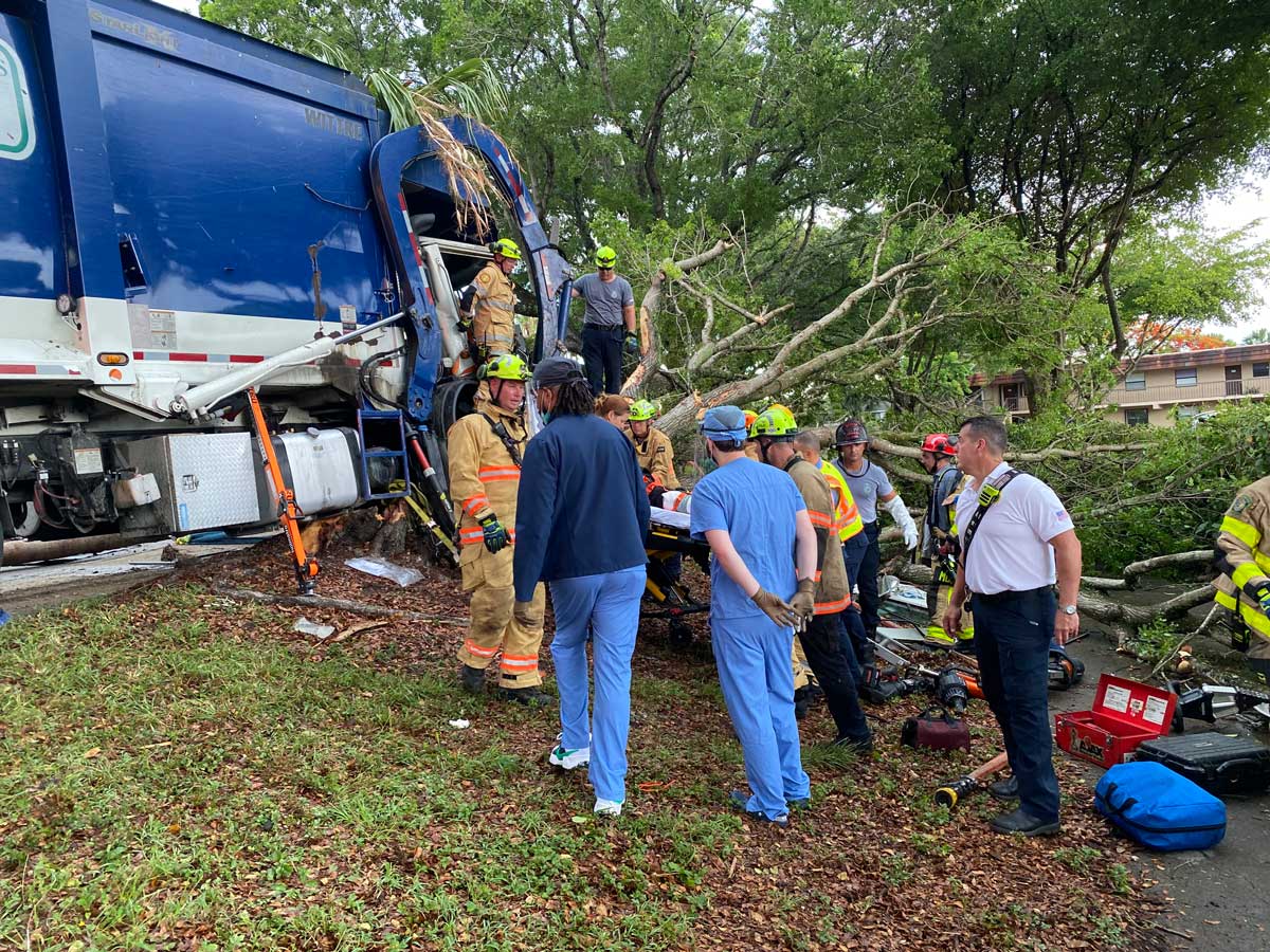 Miami Dade firefighters rescue patient from crash