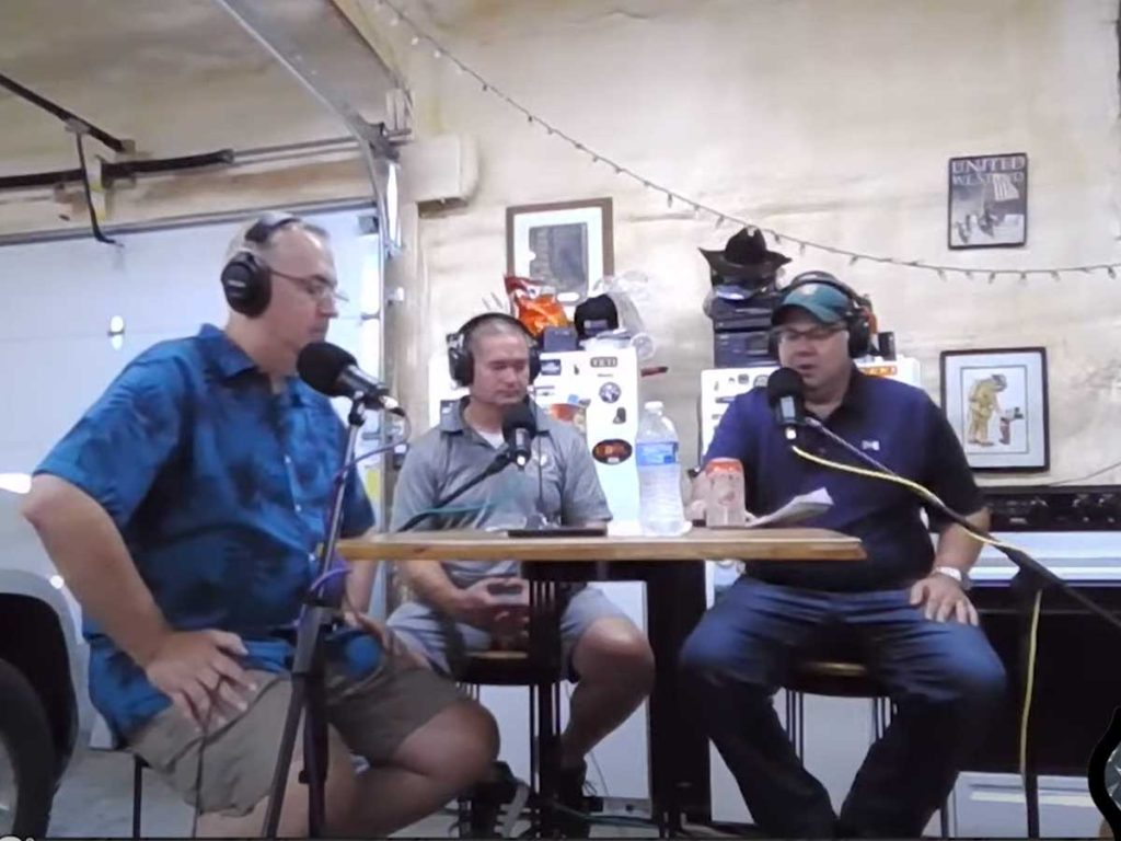 Firefighters around a table talking