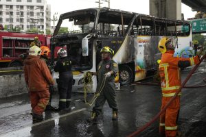 Thailand firefighters bus fire