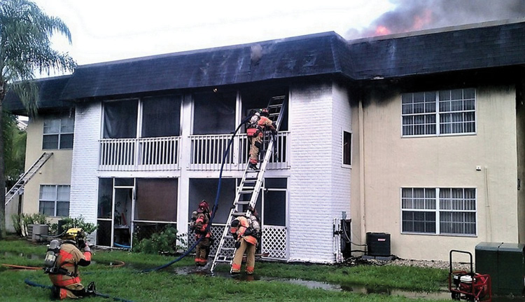 Firefighters at apartment fire